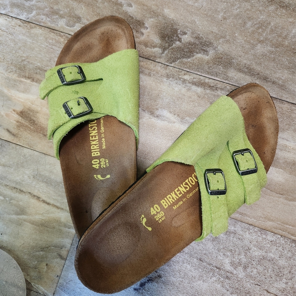 Birkenstock Vaduz Slide Sandal Suede Lime 40